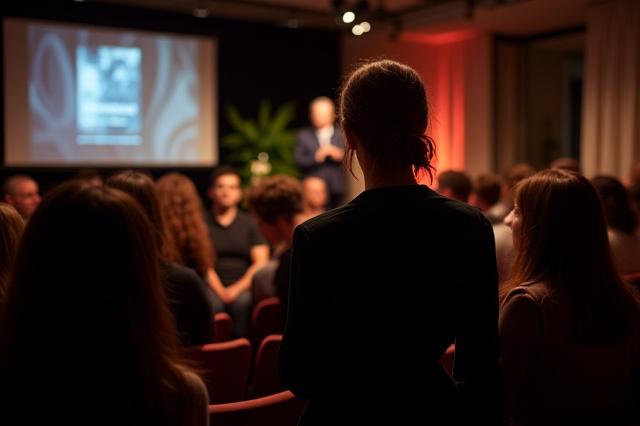 作家による講演会の様子